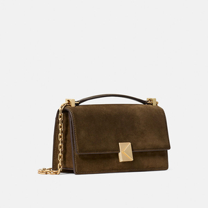 Sacs à bandoulière décontractés pour femmes en cuir véritable pliables avec fermeture éclair et sangle unique - Product Image 4