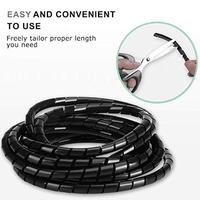 Tubo Espiral Flexible de PE para Gestión de Cables, Funda para Cables de Computadora, 3 Metros de Longitud, Color Negro, Marca Ruicheng, 8mm