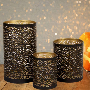 Dual Tone set of 3 votive candle holders of 3 New design Black finish <b>metal</b> votive candle holders 8 Inch height - Product Image 5