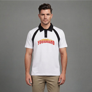 Polo homme été décontracté 100% coton, manches courtes, séchage rapide, respirant, color block, logo imprimé DTF personnalisé - Product Image 4