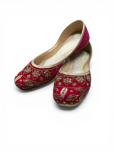 Multi Colour Zari Work Ethnic <b>Jutti</b> Slip-on with Velvet Embroidery and Stones - Product Image 4