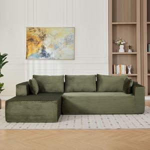 Divano Sezionale Modulare Minimalista a Compressione con Seduta Profonda, Divano a L Senza Struttura con Chaise Longue Comoda, Divano Letto per Soggiorno - Product Image 1