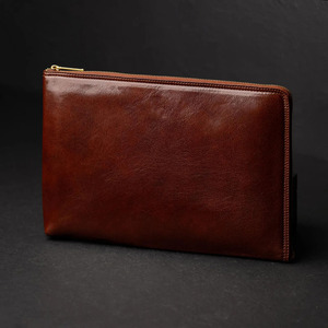 Bolso de mano de cuero genuino con cierre de cremallera premium y múltiples compartimentos para tarjetas, efectivo y teléfono móvil en venta. - Product Image 3