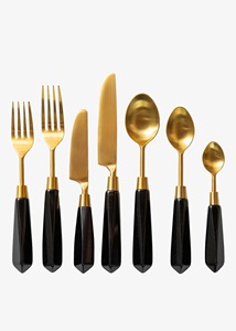 Modern Gold Cutlery Set with Green <b>Acrylic</b> Handles Premium Flatware Dining Utensils for Wedding and Daily Use - Product Image 5