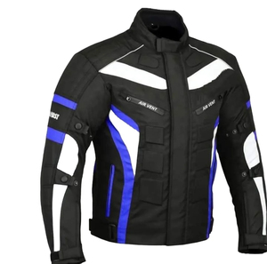 Men's Black Blue <b>White</b> Motorcycle <b>Jacket</b> Breathable Moto <b>Biker</b> Style Stand Collar Zipper Closure Regular Fit Plus Size Autumn - Product Image 1