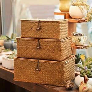 Boîtes décoratives en jonc de mer naturel pour invités, boîte à bonbons de mariage tressée à la main - Product Image 6