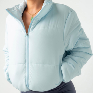 Blouson d'hiver matelassé et imperméable pour femme, coupe courte et décontractée, style bomber, en polyester/nylon, écologique - Product Image 5