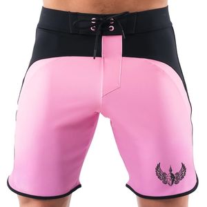 Shorts de bain athlétiques pour hommes, rose clair et noir, à séchage rapide, avec cordon de serrage, pour la plage, la natation et les sports nautiques - Product Image 1