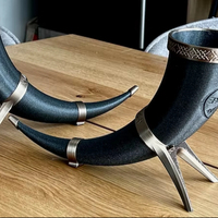 Mug en corne de buffle imprimé style Viking allemand traditionnel - Fait main par des artisans indiens, design authentique d'inspiration ancienne