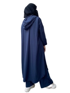 Robe Hijab Modeste pour Femme à Capuche Droite Manches Longues Couleur Unie Violette Style Niqab Couvrant Entièrement en Mousseline Respirante Naturelle - Product Image 2