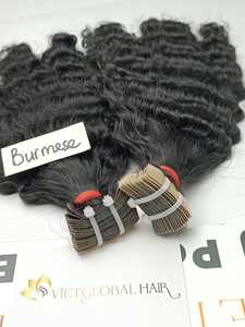 Paquetes de cabello vietnamita alineados con cutícula rizada birmana, cinta dibujada doble, Color Ombre, onda profunda suelta, estilo Yaki recto rizado - Product Image 2