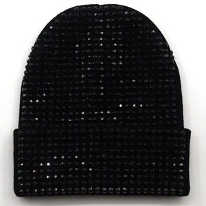 Wholesale Customized Winter <b>Beanie</b> <b>Hats</b> Multi-Color Solid Pattern Warm Caps for <b>Men</b> Women Rhinestone Design Embroidery <b>Beanies</b> - Product Image 2