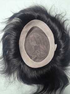 Taz <b>Men</b> Indian Remy Human Hair Toupee Natural Wave Water Wave Pre-Looped Mono Base <b>Wig</b> Cap Black - Product Image 5