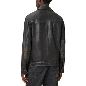 High End <b>Men's</b> Genuine <b>Jacket</b> Winter Washed Zipper Front Cow Skin Soft Lining Slim Fit Waterproof Luxury Style OEM Wholesale - Product Image 2