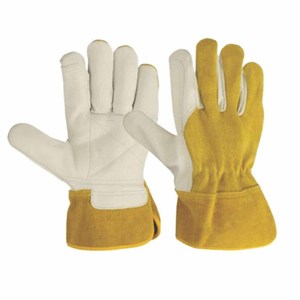 ถุงมือเชื่อมหนังวัวเสริมแรงและหนังแยกชั้น ทนไฟ ทนความร้อน สำหรับงานก่อสร้างและดับเพลิง - Product Image 1