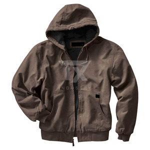 Pakistan Manufacturer's Custom Winter Stand Collar Waterproof Windproof Breathable Solid Color <b>Canvas</b> <b>Men's</b> Windbreaker <b>Jackets</b> - Product Image 1