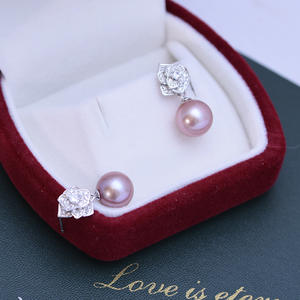 Edison Purple 9-10mm Freshwater <b>Pearl</b> <b>Dangle</b> <b>Earrings</b> S925 Silver with Strong Light Fine Flaws Popular Fashion for Women - Product Image 5