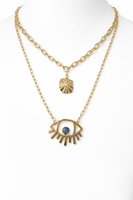 Collier Bohème Fait Main en Verre Géométrique et Perles d'Imitation, Plaqué Or, Écologique, pour Fêtes, Bijoux Unisexe