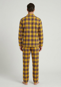 <b>Men's</b> Plaid Flannel <b>Pajama</b> <b>Set</b> Nightwear Long Sleeve Button-Up Nightwear Flannel Pants <b>Mens</b> 100% Cotton Plaid Sleepwear Suit <b>Men</b> - Product Image 2