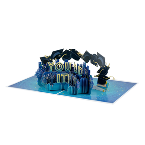 Carte de vœux 3D pop-up personnalisée « YOU DID IT » en papier découpé au laser, carte cadeau de félicitations pour la remise des diplômes, pour les OEMs de célébrations - Product Image 3