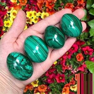 Huevo de masaje de malaquita natural, piedra curativa de cristal de malaquita verde rayada para Reiki, meditación, energía, decoración, venta al por mayor - Product Image 3