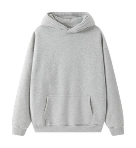 Pull-over unisexe surdimensionné à col rond, couleur unie, en coton French Terry, décontracté, avec poche, respirant, 400g, pour l'hiver - Product Image 1