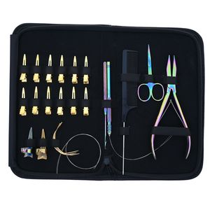 Kit d'outils de pose d'extensions capillaires en gros, comprenant des pinces à micro-perles plates, un crochet de tirage de cheveux, des mini-ciseaux et un outil de séparation des mèches - Product Image 6