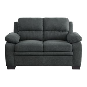 Moderno 1pc grigio scuro divano da soggiorno confortevole sofà da salotto Loveseat tessuto testurizzato Tufting telaio in legno massiccio unico - Product Image 1
