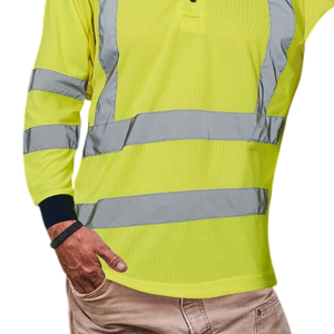 Chemise de travail réfléchissante à manches longues, haute visibilité, pour hommes, avec logo personnalisé, vêtements de travail de construction - Product Image 4