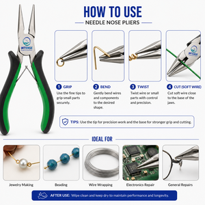 Pince à bec long professionnel en acier inoxydable, pince de précision pour la fabrication de bijoux, poignée antidérapante, outil à main, logo personnalisé OEM - Product Image 3