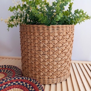 Macetero Moderno Ecológico de Ratán con Patrón Circular, Capacidad Personalizable para Uso en el Hogar y Jardín - Product Image 3