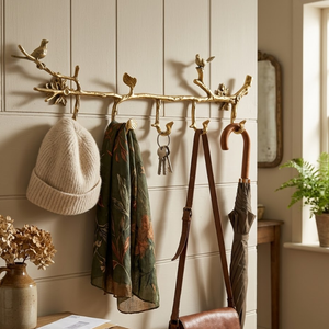 Handcrafted Brass Bird Branch <b>Wall</b> <b>Hook</b> Decorative Cloth Hanger <b>Key</b> Holder for Bedroom Entryway Bathroom Decor Home Organizer UK - Product Image 2