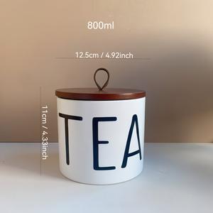 Large Capacity <b>Kitchen</b> <b>Storage</b> Canister Set With Airtight Wooden Lid Bold Letter Design Modern Countertop Organizer For Tea - Product Image 4