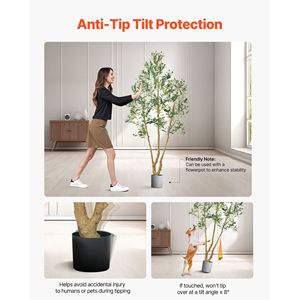 Olivier artificiel de 7 pieds de haut avec fausse plante en pot noir pour élément décoratif à la maison ou au bureau - Product Image 5