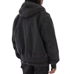 Sudadera con capucha para hombre de gran tamaño, de alta calidad, personalizada OEM, con cremallera, estilo vintage, de mezclilla, desgastada por el sol, con efecto envejecido y lavado ácido. - Product Image 2