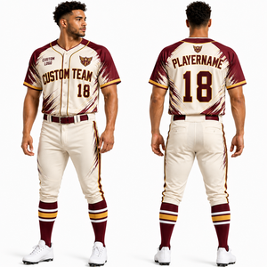 Ensemble complet maillot et pantalon de baseball moderne, design artistique brodé, en twill, pour la saison de compétition des équipes - Product Image 1
