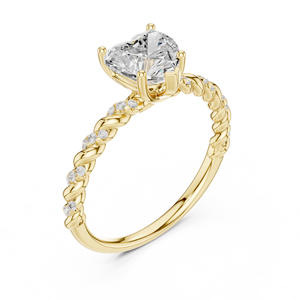 Bague de fiançailles pour femme en or jaune plaqué 10 carats avec diamant de laboratoire taille cœur, certifié IGI, clarté VS, style romantique - Product Image 4