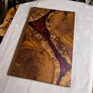 Tabla de Cortar Artesanal de Madera y Resina Epoxi para Cenas de Lujo, Tabla de Cortar Multiusos de Madera y Resina Epoxi, Bandeja para Servir - Product Image 1