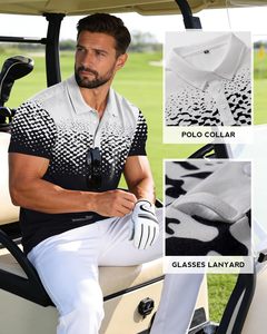 Polo à manches courtes en tricot à pois noirs et blancs pour homme, style décontracté et respirant, faible MOQ, polos pour homme - Product Image 4