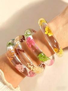 Bracelet jonc unique en résine époxy motif papillon, finition changeante de couleur, bijoux élégants pour femme, idéal pour les fêtes, haute qualité, vente en gros - Product Image 1