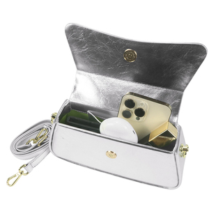 Designer New Style Fashionable Versatile Women's Flap <b>Small</b> Square Silver Metal Handbag With PU Print And Customizable Logo - Product Image 2