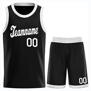 Conjunto de uniforme de baloncesto negro unisex con estampado animal en la parte delantera, franjas laterales coloridas, cuello en V, pantalones cortos sin mangas, que absorben la humedad - Product Image 1