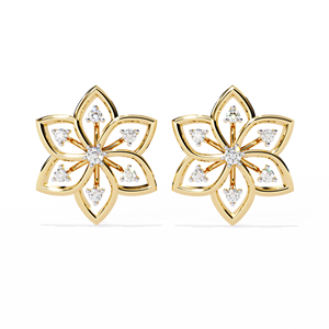 Aries Jewel Classic Designer Round Cut Lab Grown Diamond 14K Gold IGI Certified <b>Earring</b> <b>Tops</b> for Gift Party & Anniversary - Product Image 1