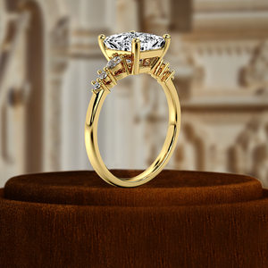 Bague de fiançailles en diamant de laboratoire de 1,5 carat, taille princesse, certifiée IGI, or jaune 14 carats, minimaliste, cadeau de mariage, bague de promesse pour femme - Product Image 5
