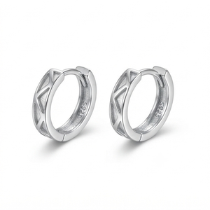 DIVYORO <b>Sterling</b> <b>Silver</b> Rhodium Plated V Pattern <b>Hoop</b> Earrings for Women Classic Style - Product Image 1