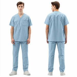 Medical Nurse <b>Uniform</b> <b>Scrub</b> Suit Short Sleeve Customizable 100% Cotton Knitted Breathable Comfortable - Product Image 5
