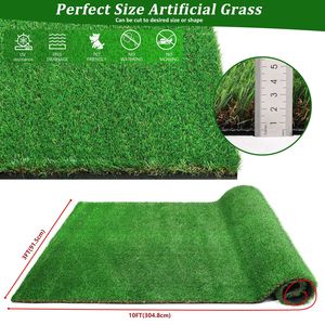 Tapis d'herbe artificielle réaliste et épais 3FTx10FT pour extérieur, rouleau de gazon artificiel réaliste pour patio, balcon, jardin, pelouse, chiens et animaux domestiques - Product Image 5