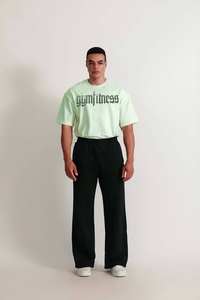 เสื้อยืดออกกำลังกายผู้ชายทรงโอเวอร์ไซส์ สีเขียวมิ้นท์ แขนสั้น ลายกราฟิกสไตล์โกธิค ทรงหลวม ใส่สบาย เหมาะสำหรับออกกำลังกายและสตรีทแวร์ - Product Image 2