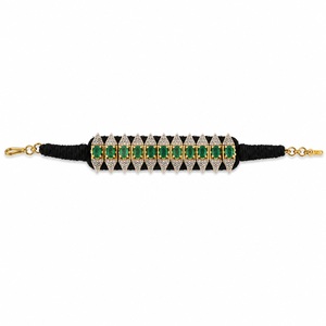 Premium Designer Handmade Luxury 925 Sterling Silver Threaded Bracelet with Natural <b>Emerald</b> Diamond Jewelry for Women Party Gift - Product Image 1