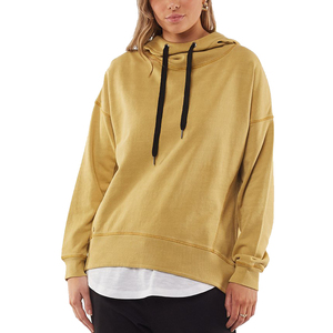 Sudadera con capucha color mostaza para mujer, estilo oversized, con bolsillo frontal, informal, con hombros caídos, holgada, para chicas. - Product Image 5